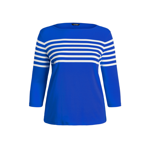 Sapphire Star/White Striped Cotton Boatneck Top Lauren Woman 2