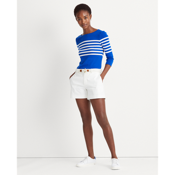 Sapphire Star/White Striped Cotton Boatneck Top Lauren Petite 4