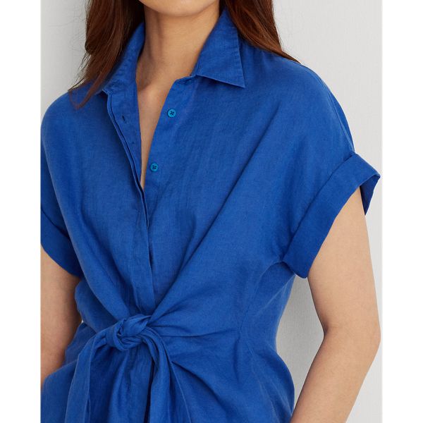 Sapphire Star Tie-Front Linen Shirt Lauren Petite 5