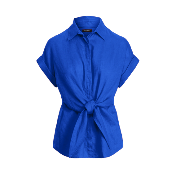Sapphire Star Tie-Front Linen Shirt Lauren Petite 2