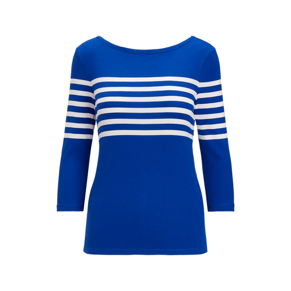 Sapphire Star/White Striped Cotton Boatneck Top Lauren 2