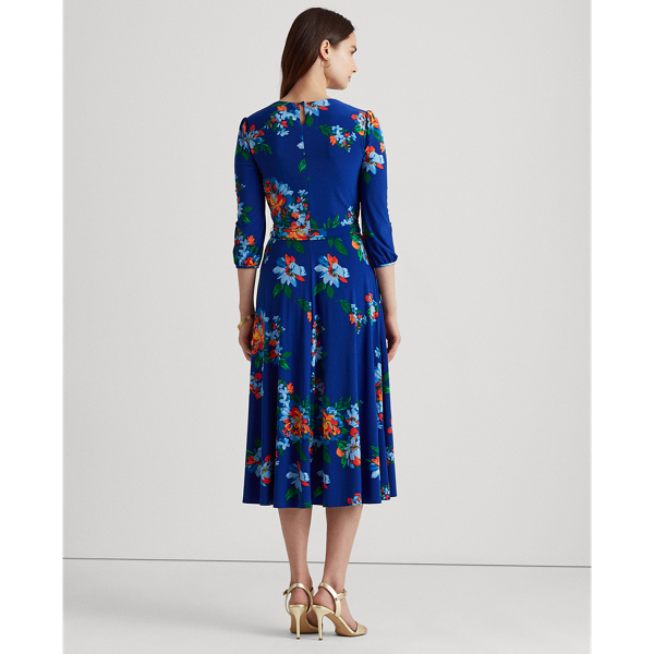 Sapphire Star/Blue/Multi Floral Belted Jersey Dress Lauren 5