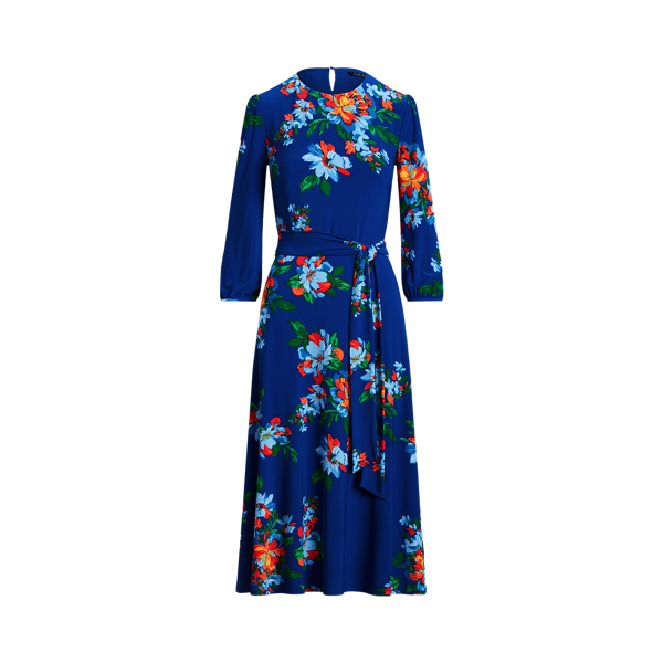 Sapphire Star/Blue/Multi Floral Belted Jersey Dress Lauren 2
