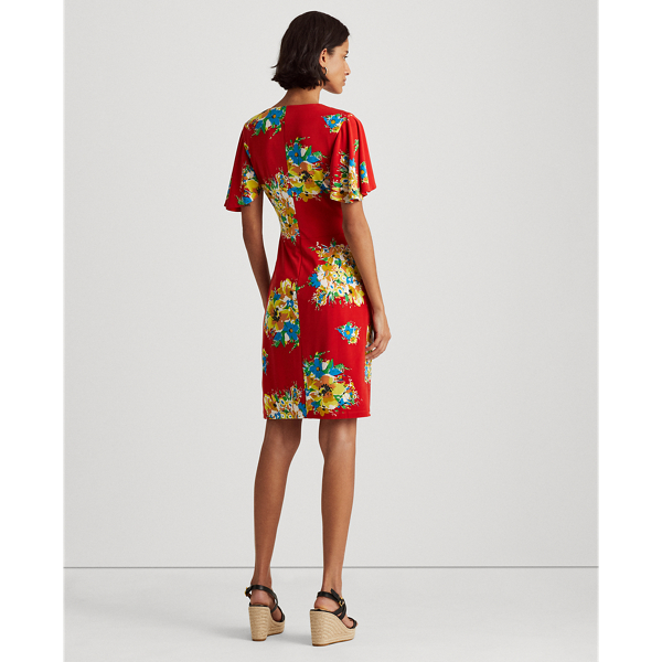 Hibiscus/Yellow/Multi Floral Ruffle-Trim Jersey Dress Lauren 5