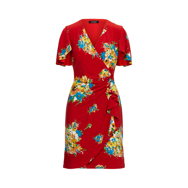 Hibiscus/Yellow/Multi Floral Ruffle-Trim Jersey Dress Lauren 2