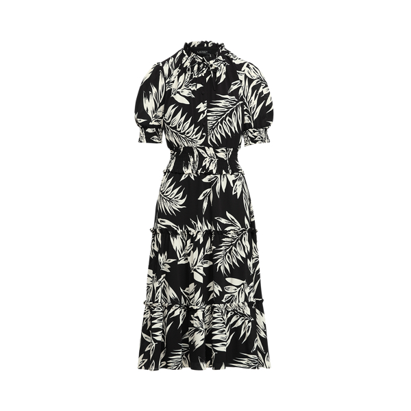 Palm-Print Crepe Dress