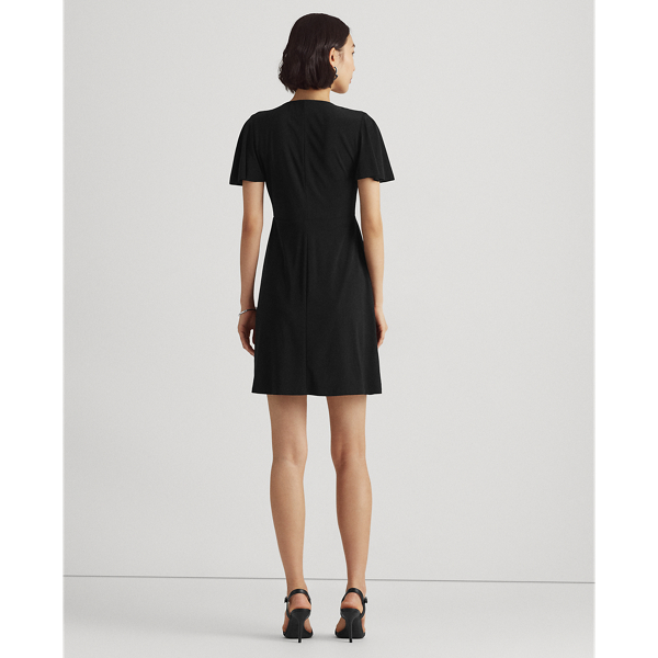 Black Ruffle-Trim Jersey Dress Lauren Petite 5