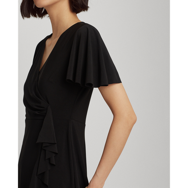 Black Ruffle-Trim Jersey Dress Lauren Petite 6