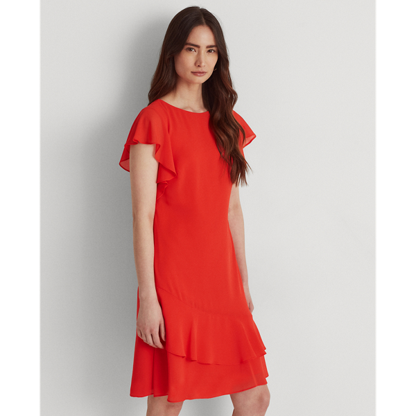 Abito in georgette con scollo a barchetta Lauren in Bright Hibiscus 4