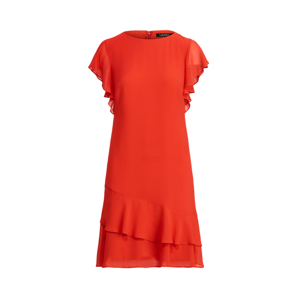 Abito in georgette con scollo a barchetta Lauren in Bright Hibiscus 2