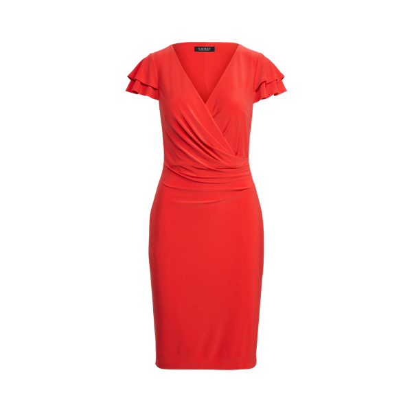 Flutter-Sleeve Surplice Dress