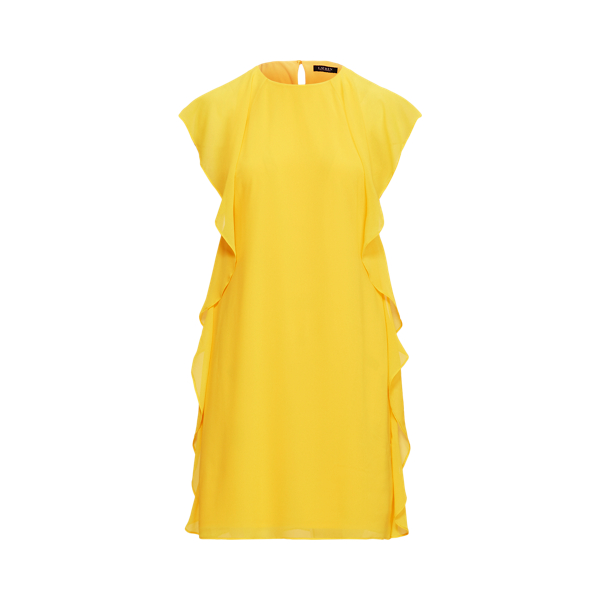 Ruffled Georgette Shift Dress Lauren em 1