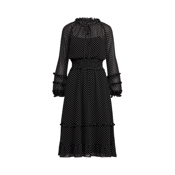 Gestipte georgette jurk met lange mouwen Lauren in 1