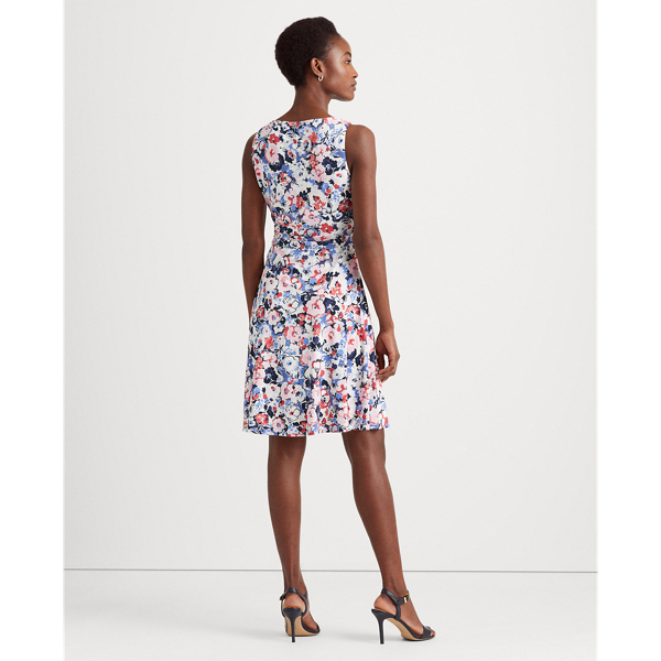 Navy/Pink/Multi Floral Sleeveless Jersey Dress Lauren Petite 4
