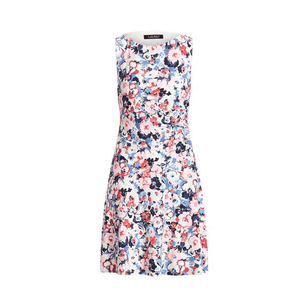 Navy/Pink/Multi Floral Sleeveless Jersey Dress Lauren Petite 2