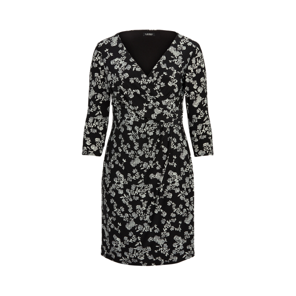Floral Jersey Surplice Dress