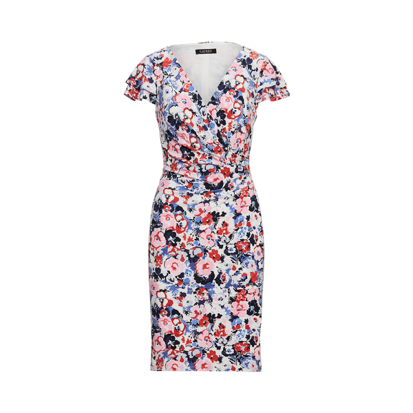 Floral Flutter-Sleeve Surplice Dress Lauren em 1