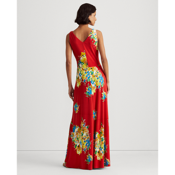Hibiscus/Yellow/Multi Floral Jersey Sleeveless Dress Lauren 5