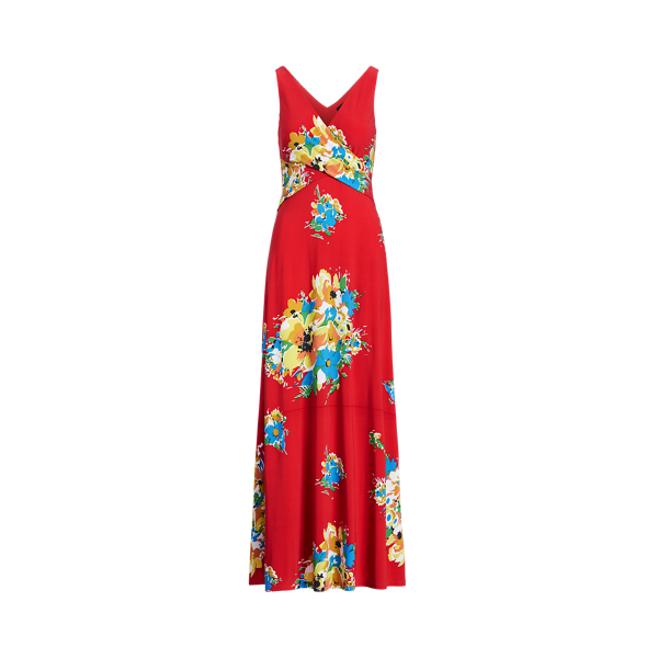 Hibiscus/Yellow/Multi Floral Jersey Sleeveless Dress Lauren 2