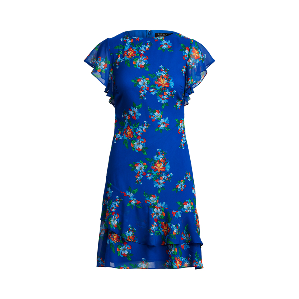 Floral Georgette Boatneck Dress Lauren em Sapphire Star/Blue/Multi 2