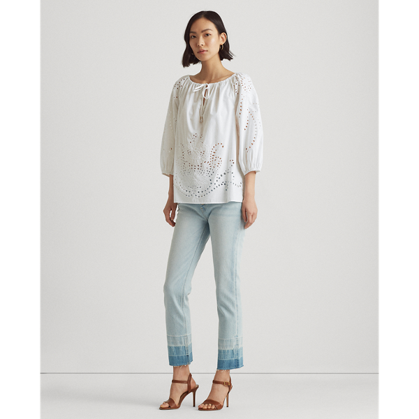 White Eyelet Cotton Broadcloth Top Lauren 4