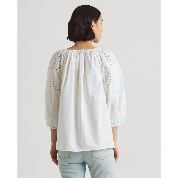 White Eyelet Cotton Broadcloth Top Lauren 5