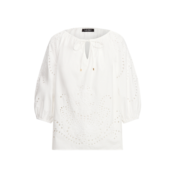 White Eyelet Cotton Broadcloth Top Lauren 2