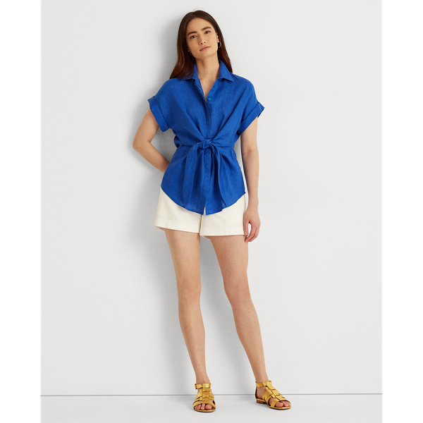 Sapphire Star Tie-Front Linen Shirt Lauren 4