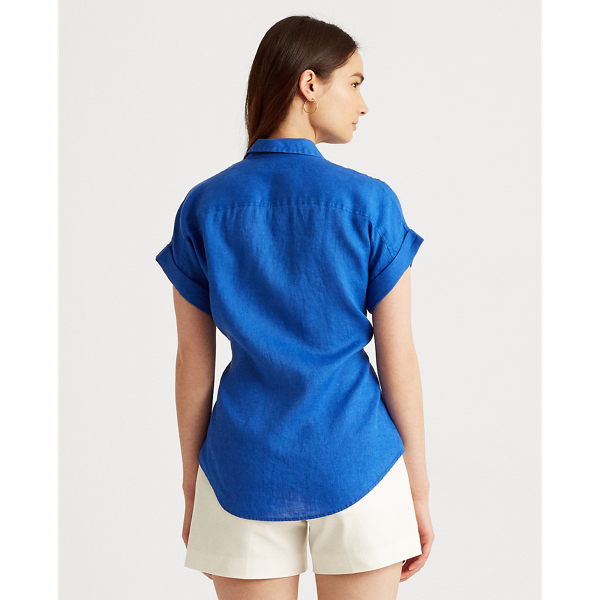 Sapphire Star Tie-Front Linen Shirt Lauren 5