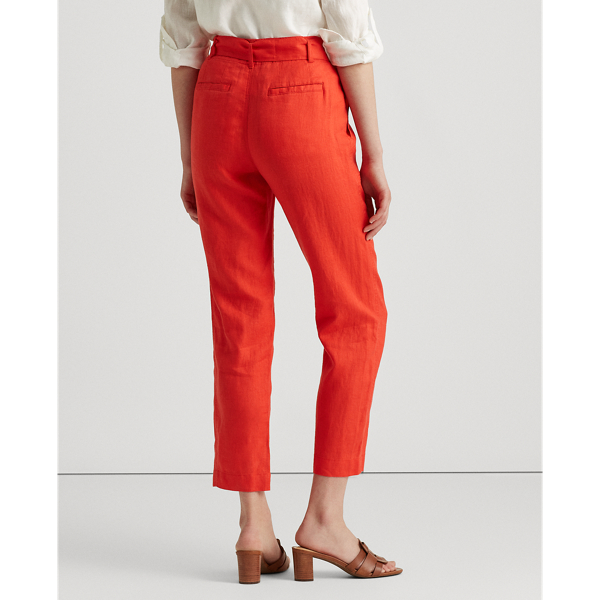Bright Hibiscus Belted Linen Trouser Lauren 5