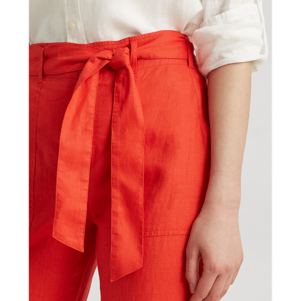 Bright Hibiscus Belted Linen Trouser Lauren 6