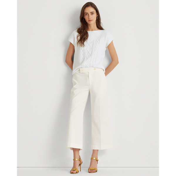 White Aran-Knit Combed Cotton Jumper Lauren 4
