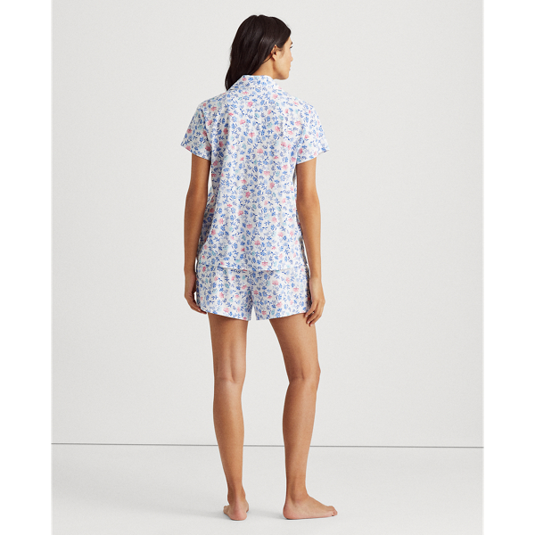 White/Blue Floral Boxer Pyjama Set Lauren 5