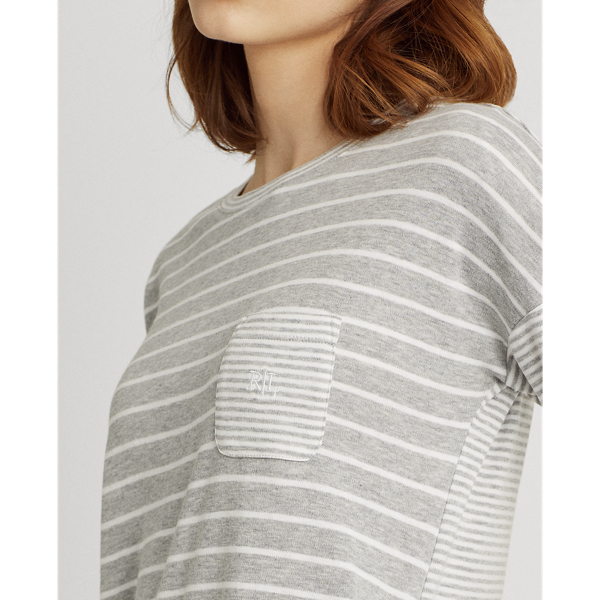 Grey Stripe Mixed-Stripe Long-Sleeve Sleep Shirt Lauren 6