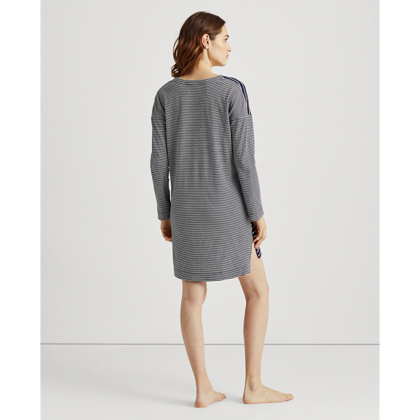 Navy Stripe Mixed-Stripe Long-Sleeve Sleep Shirt Lauren 5