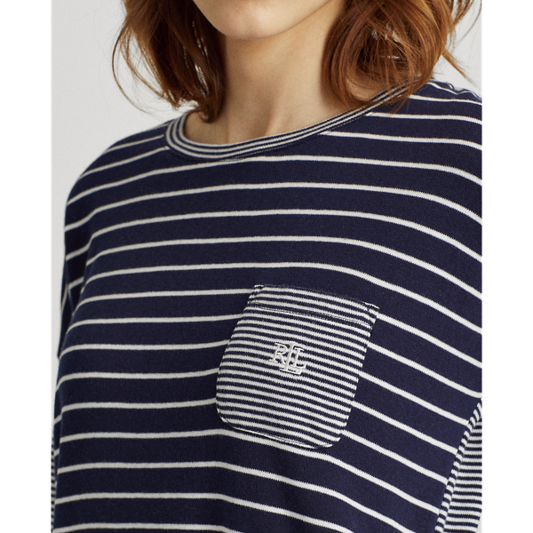 Navy Stripe Mixed-Stripe Long-Sleeve Sleep Shirt Lauren 6