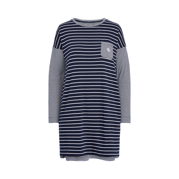Navy Stripe Mixed-Stripe Long-Sleeve Sleep Shirt Lauren 2