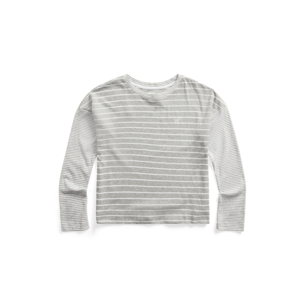 Grey Stripe Mixed-Stripe Long-Sleeve Top Lauren 2