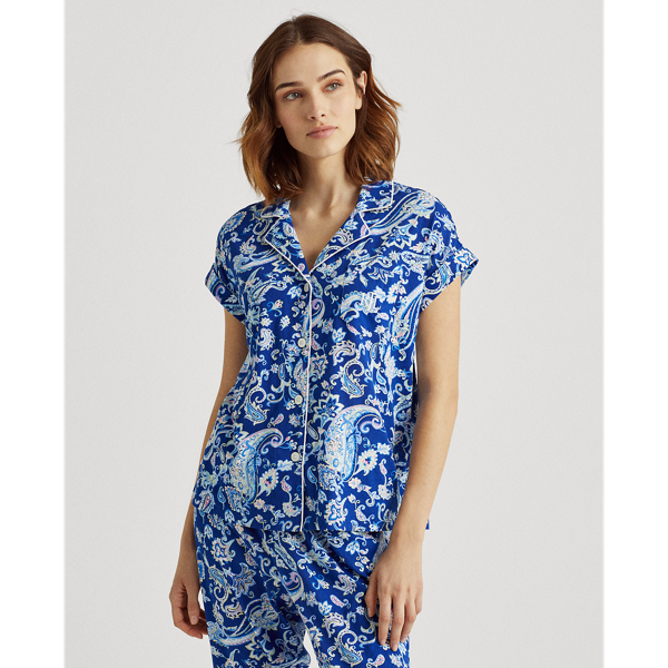 Blue Paisley Paisley Cotton Capri Sleep Set Lauren 3