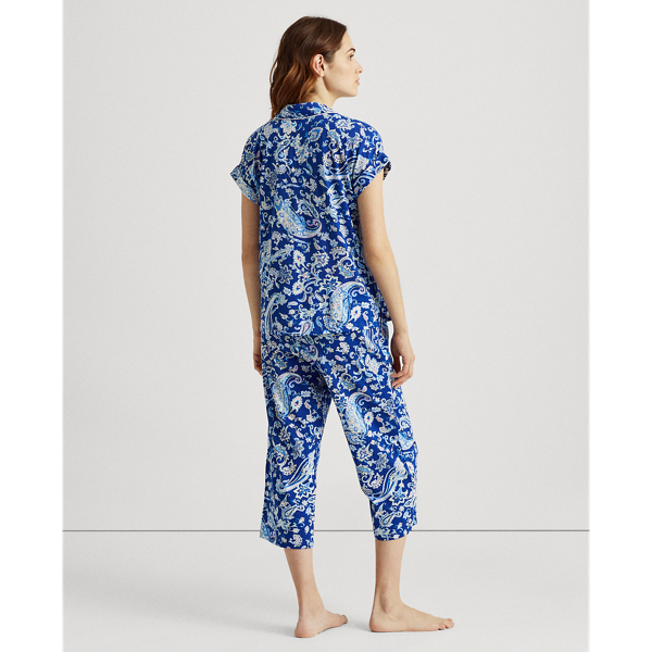 Blue Paisley Paisley Cotton Capri Sleep Set Lauren 4