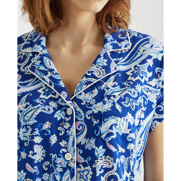 Blue Paisley Paisley Cotton Capri Sleep Set Lauren 5