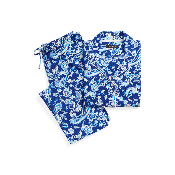 Blue Paisley Paisley Cotton Capri Sleep Set Lauren 2