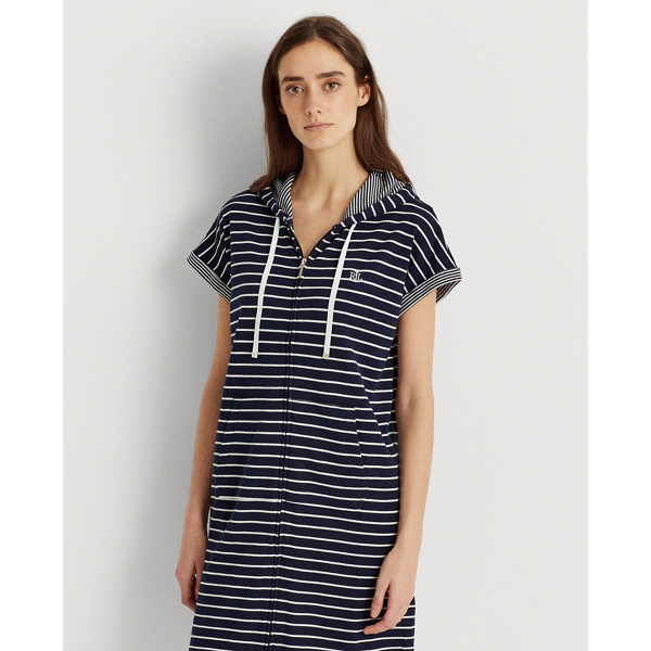 Navy Stripe Full-Zip Hooded Lounger Lauren 3