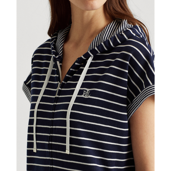 Navy Stripe Full-Zip Hooded Lounger Lauren 5