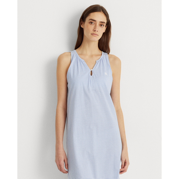 Blue/White Stripe Striped Sleeveless Ballet Nightgown Lauren 3