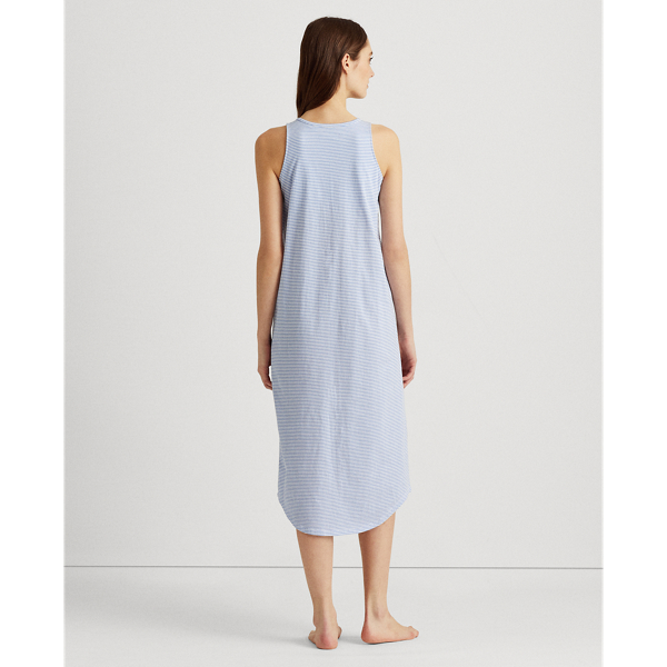 Blue/White Stripe Striped Sleeveless Ballet Nightgown Lauren 4