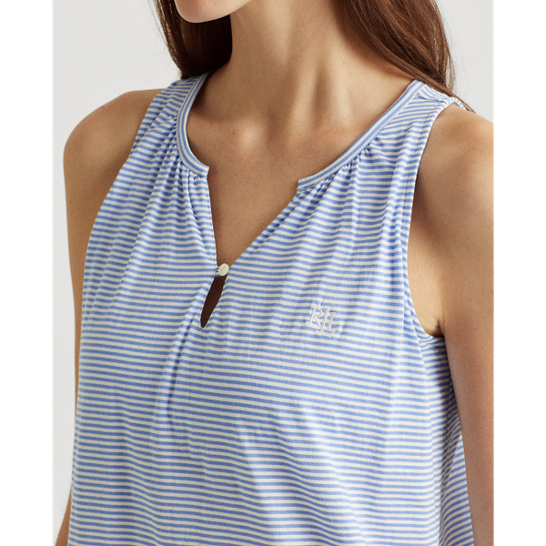 Blue/White Stripe Striped Sleeveless Ballet Nightgown Lauren 5
