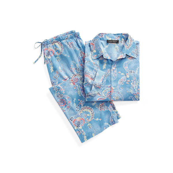Pyjama capri en coton &agrave; motif cachemire Lauren en 1