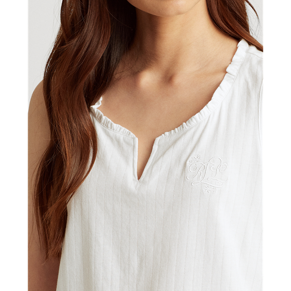 White Eyelet Cotton Boxer Pyjama Set Lauren 6