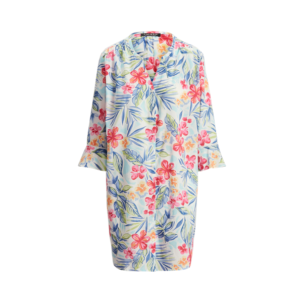 Floral Flutter-Sleeve Nightgown Lauren 1
